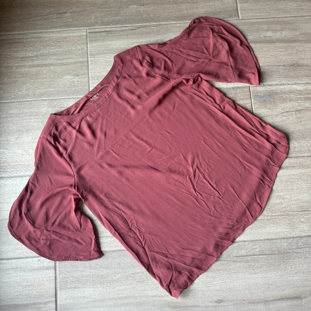 Loft Clay Flutter Sleeve Blouse | Women’s Large